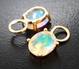 Золотые подвесы для серег c ограненнными эфиопскими опалами 2,24 карата