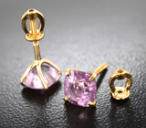 Золотые пусеты с крупными розовато-пурпурными шпинелями 3,42 карата