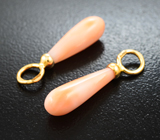 Золотые подвесы для серег с натуральными solid кораллами 5,3 карата