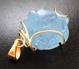 Золотой кулон с крупным ярким резным аквамарином 30,97 карата