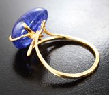 Золотое кольцо с крупным насыщенным танзанитом 14,01 карата