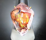 Золотое кольцо с уникальным крупным мексиканским jelly опалом 34,71 карата