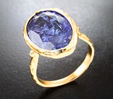 Золотое кольцо с крупным насыщенным танзанитом 11,37 карата