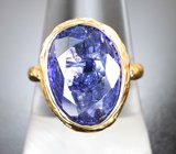 Золотое кольцо с крупным насыщенным танзанитом 11,37 карата