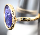 Золотое кольцо с крупным насыщенным танзанитом 11,37 карата