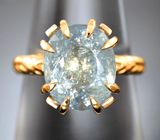 Золотое кольцо с крупным ярким параиба турмалином 4,51 карата и бриллиантами