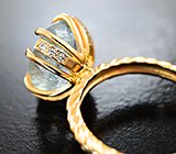 Золотое кольцо с крупным ярким параиба турмалином 4,51 карата и бриллиантами