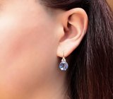 Золотые серьги с флюоритами со сменой цвета 12,08 карата и лейкосапфирами