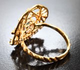 Золотое кольцо с превосходным уральским александритом 1,02 карата, синими гранатами с александритовым эффектом и бриллиантами