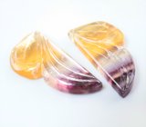 Крупная пара резных полихромных флюоритов 59,96 карата