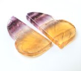 Крупная пара резных полихромных флюоритов 59,96 карата