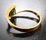 Золотое кольцо с "неоновым" зеленым турмалином 1,09 карата