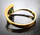 Золотое кольцо с "неоновым" зеленым турмалином 1,09 карата