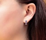 Золотые серьги с яркими насыщенными танзанитами высокой чистоты 2,87 карата