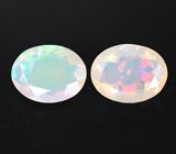 Подвесы для серег с ограненными эфиопскими опалами 2,06 карата и уральскими демантоидами 0,79 карата