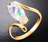 Золотое кольцо с ограненным эфиопским опалом 1,49 карата и цаворитами