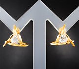 Крупные пусеты с бесцветными цирконами 3,82 карата