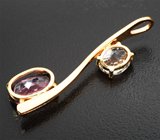 Золотой кулон с пурпурно-розовым турмалином 1,86 карата и бесцветным цирконом 1,87 карата