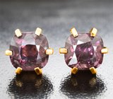 Крупные золотые пусеты с редкой парой насыщенно-розовых шпинелей 4,78 карата