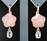 Серьги с розовым кварцем авторской огранки 15,1 карата  и скаполитами 1,37 карата