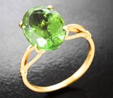 Золотое кольцо с крупным невероятно-ярким сочно-зеленым турмалином 5,49 карата