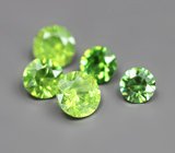 Высокая дисперсия! Набор из 5 уральских демантоидов 0,32 карата