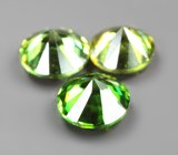 Высокая дисперсия! Набор из 3 уральских демантоидов 0,92 карата