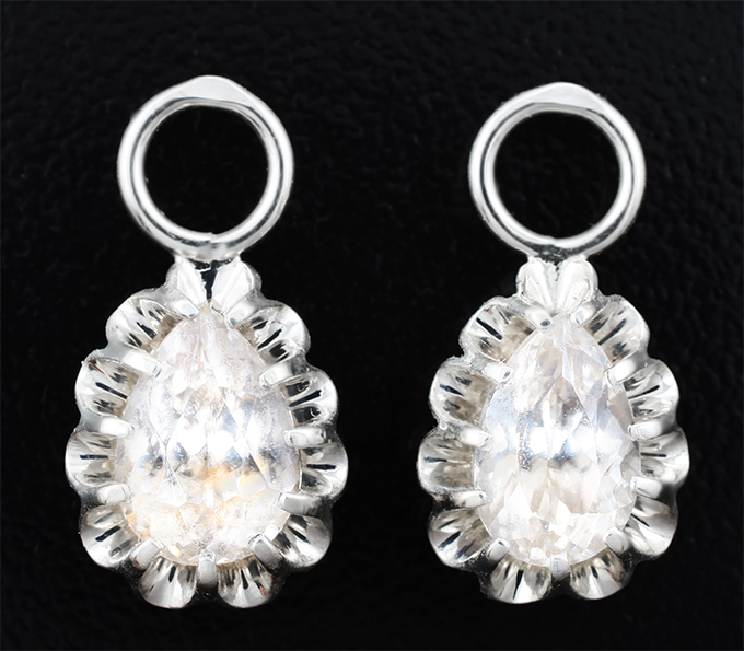 Подвесы для серег с бесцветными цирконами 5,06 карата