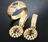 Комплект с андалузитами 2,62 карата и разноцветными сапфирами