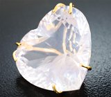 Массивный золотой кулон с чистейшим крупным розовым кварцем лазерной огранки 37,16 карата