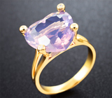Золотое кольцо с лавандовым аметистом высокой чистоты редкой огранки 5,89 карата и бриллиантами