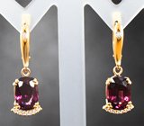 Золотые серьги с умбалитами гранатами 6,4 карата и бриллиантами