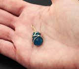 Золотой кулон с необработанным голубым апатитом 10,8 карата
