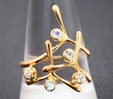 Золотое кольцо с ограненными лунными камнями