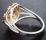 Комбинированное кольцо из золота и серебра с яркими цаворитами 0,43 карата