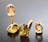Золотые пусеты с желтыми турмалинами 1,89 карата