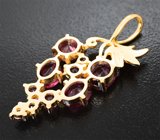 Золотой кулон с рубеллитами турмалинами 2,1 карата и родолитами гранатами