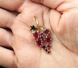 Золотой кулон с рубеллитами турмалинами 2,1 карата и родолитами гранатами