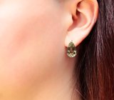 Золотые серьги с крупной парой зеленых турмалинов высокой чистоты 8,63 карата