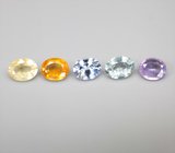 Набор из 5 разноцветных сапфиров 2 карата