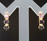 Золотые серьги с разноцветными шпинелями 1,3 карата