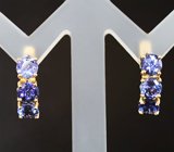 Золотые серьги с яркими насыщенными танзанитами 2,87 карата