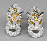 Серьги с золотистыми сапфирами Серебро 925