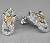 Серьги с золотистыми сапфирами Серебро 925