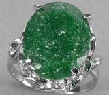 Кольцо с крупным ярко-зеленым авантюрином Серебро 925