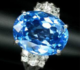 Кольцо с насыщенно-голубым топазом Серебро 925