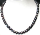 Ожерелье из натурального черного с радужным отливом жемчуга (Таити) Серебро 925