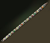 Изящный яркий браслет с самоцветами Серебро 925