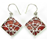 Серьги с кораллом Серебро 925