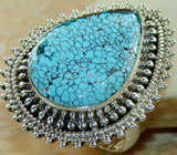 Кольцо с нежно-голубой текстурной бирюзой Серебро 925